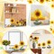 24 PCS Wooden Sunflower Table Decor – 3D Retro Floral Block Signs for Summer Farmhouse Centerpiece, Tiered Tray, Shelf, Mantel, Kitchen & Rustic Home Decoration